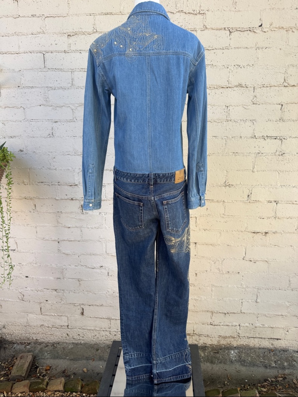 Isabel Marant Imane Embroidered Denim Jumpsuit Size FR 34 (US 2) - Picture 7 of 16